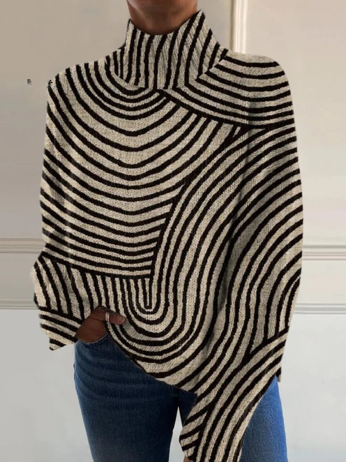 Carys | Line-Pattern Turtleneck Sweater