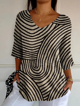Cecily | Artful Line-Print Top