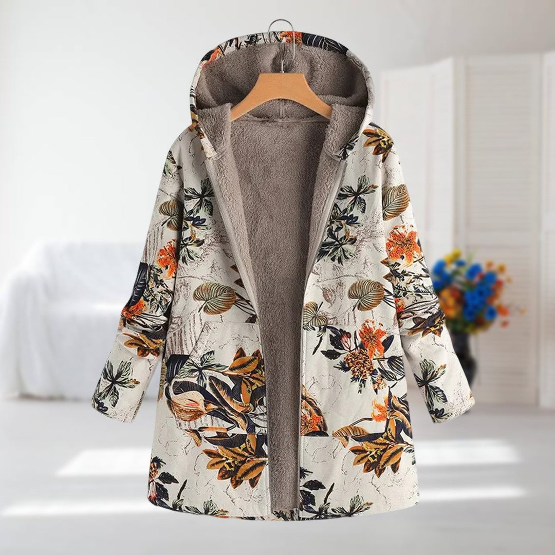 Elara | Cozy Hooded Floral Coat
