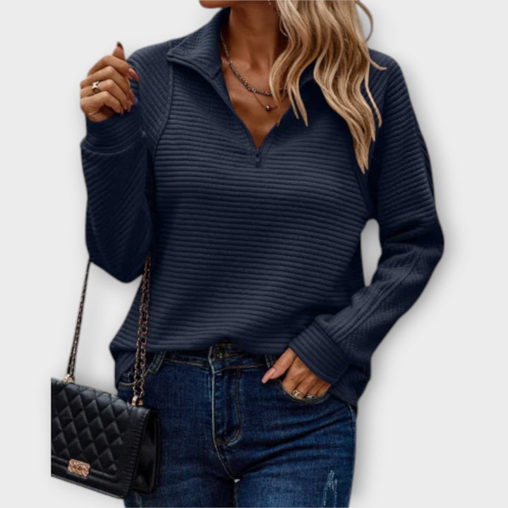 Annika | Textured Quarter-Zip Sweater