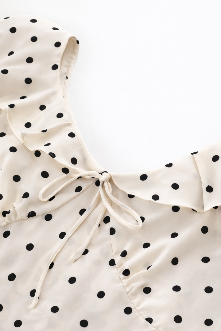 Henrietta | Ruffled Polka Dot Midi Dress