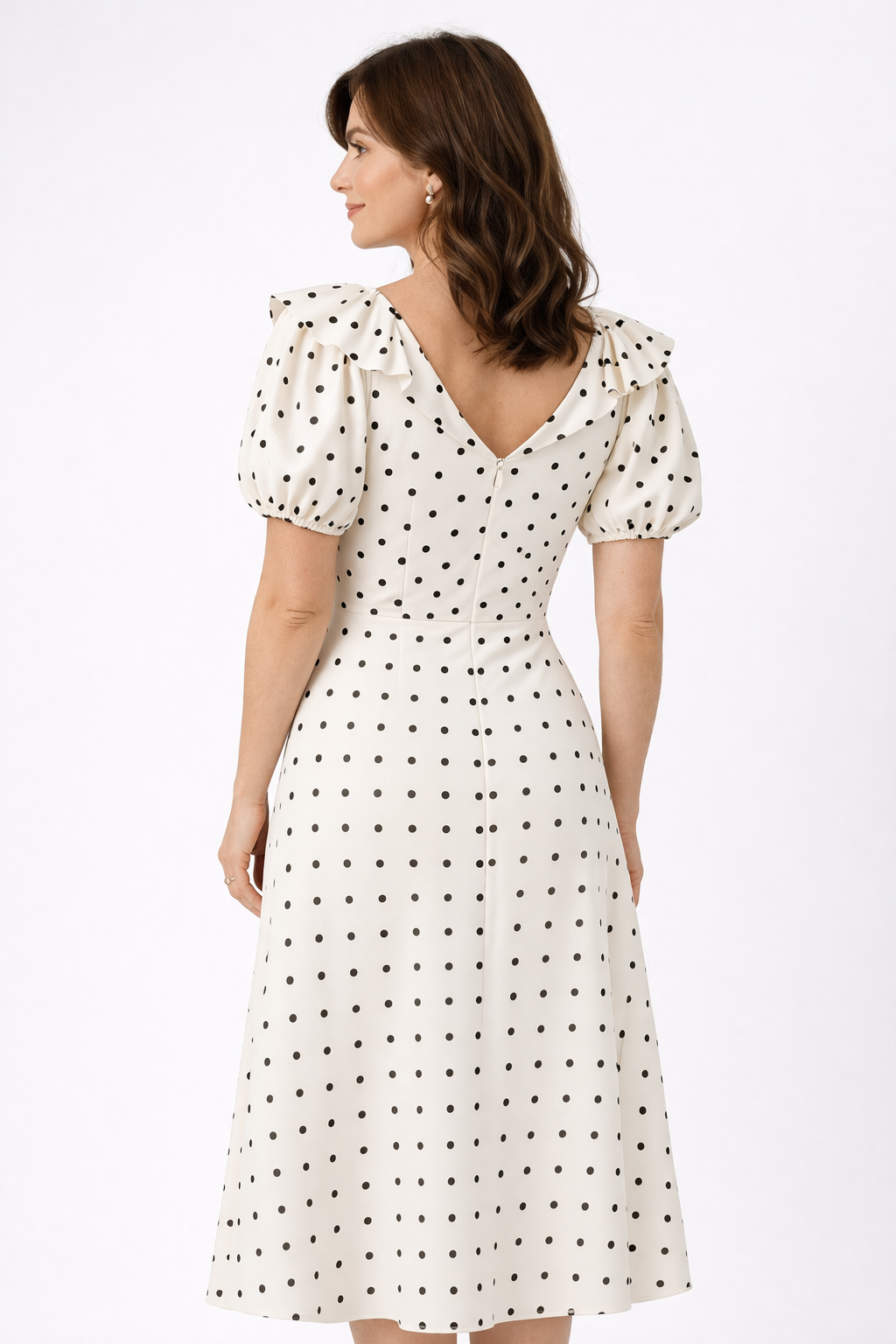 Henrietta | Ruffled Polka Dot Midi Dress