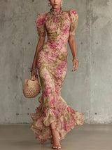Eleanora | Vintage Floral Puff-Sleeve Maxi Dress