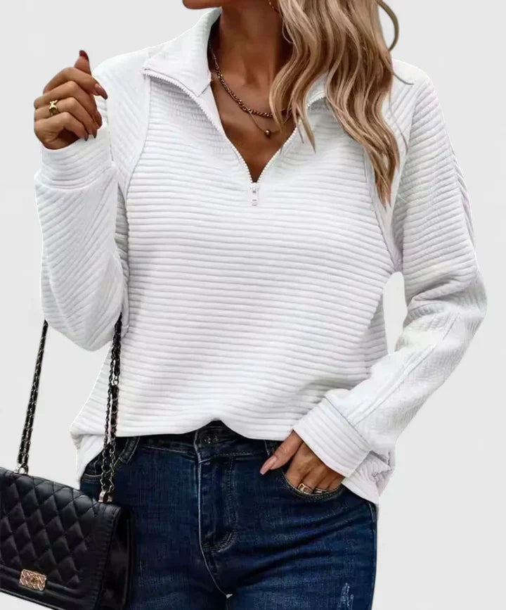 Celine | Textured Half-Zip Pullover