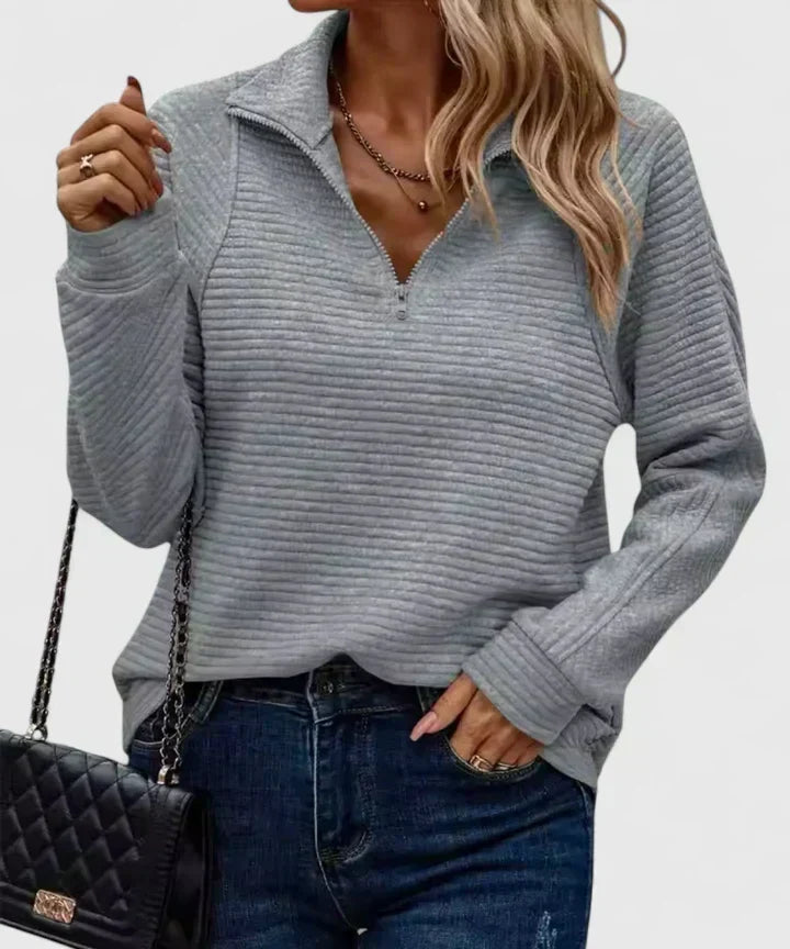 Celine | Textured Half-Zip Pullover
