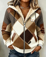 Caroline | Cozy-Lined Patchwork Zip-Up Hooded Jacket