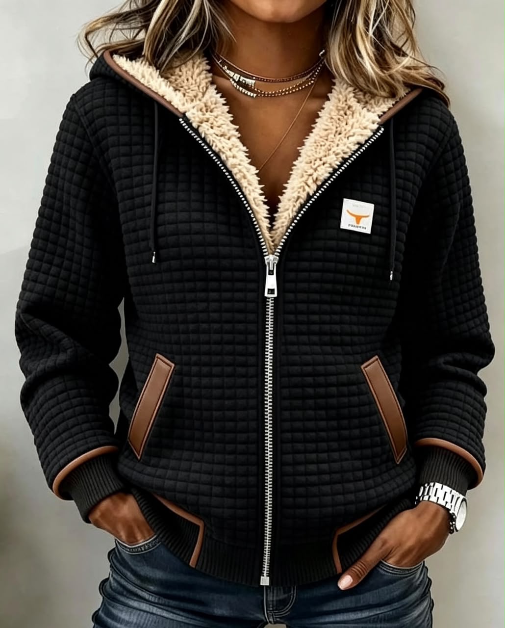 Cecily | Plush-Lined Quilted Zip-Up Hooded Jacket