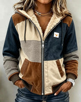 Camille | Cozy Patchwork Hooded Zip-Up Jacket