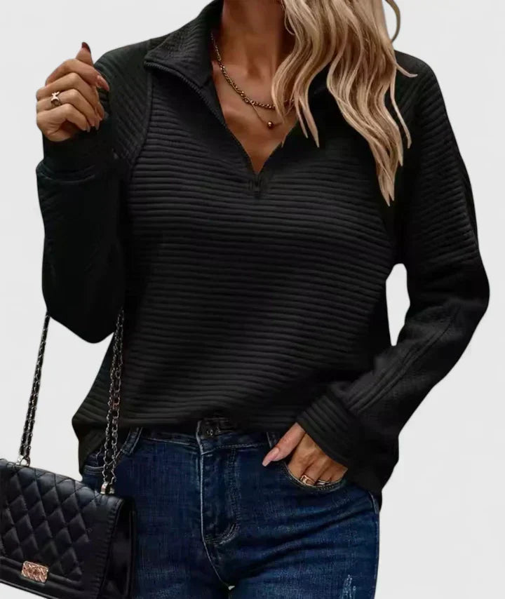 Celine | Textured Half-Zip Pullover