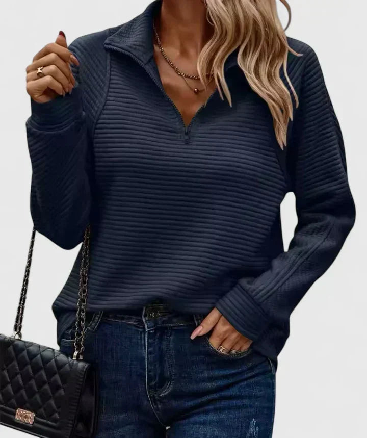 Celine | Textured Half-Zip Pullover