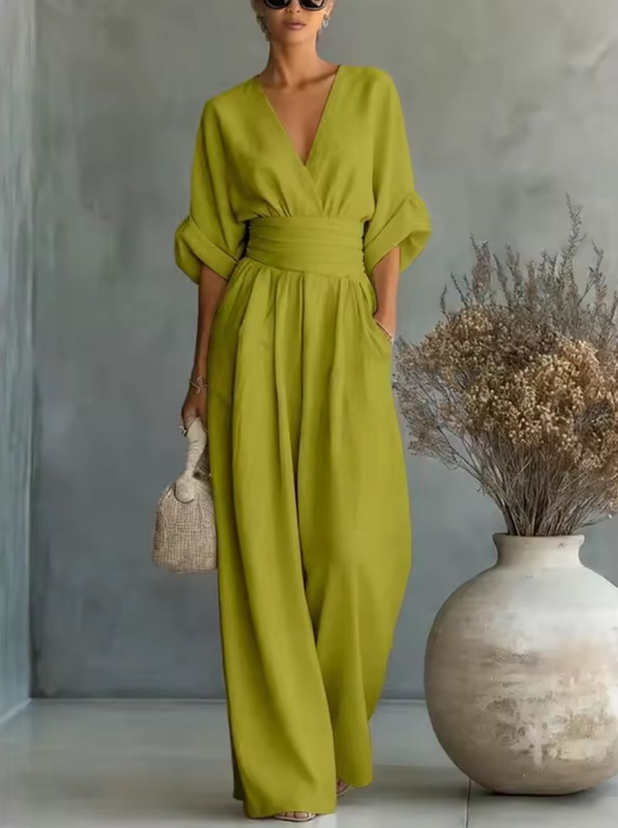 Karen | Women's Wrap V-Neck Wide-Leg Jumpsuit