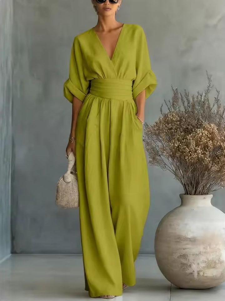 Karen | Women's Wrap V-Neck Wide-Leg Jumpsuit