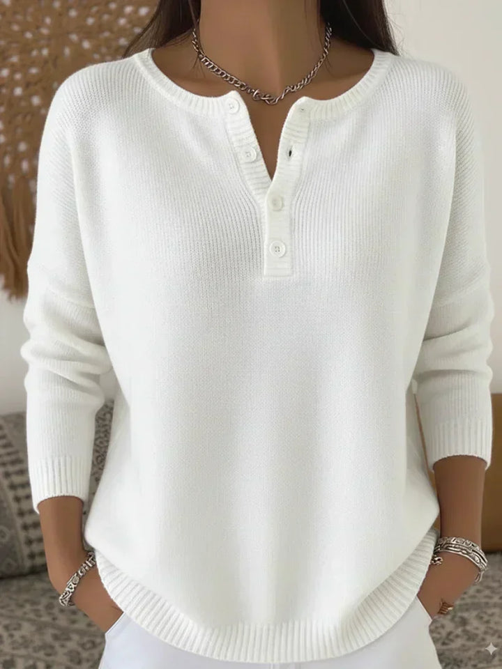 Fabienne | Button-Placket Knit Sweater