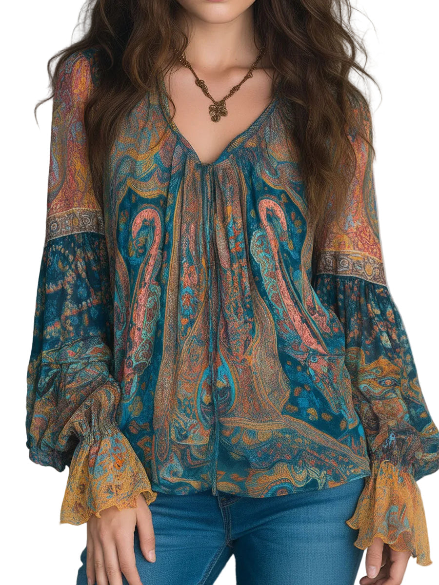 Solene | Flowing Paisley Blouse