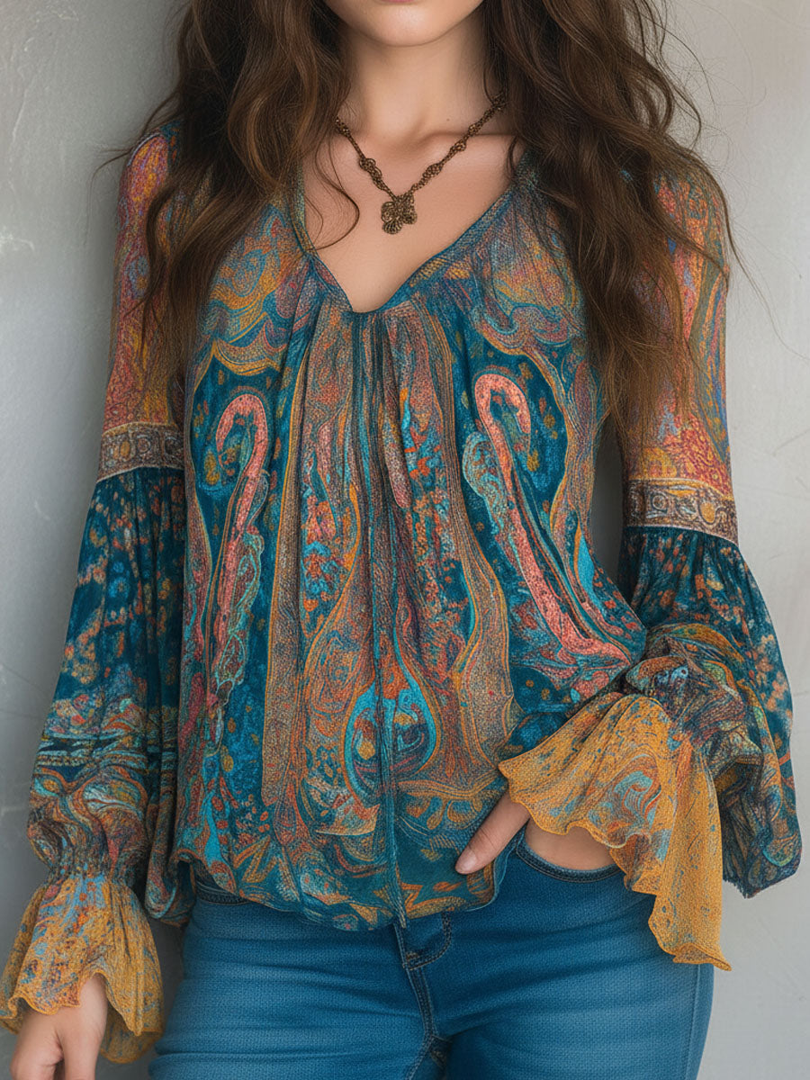 Solene | Flowing Paisley Blouse