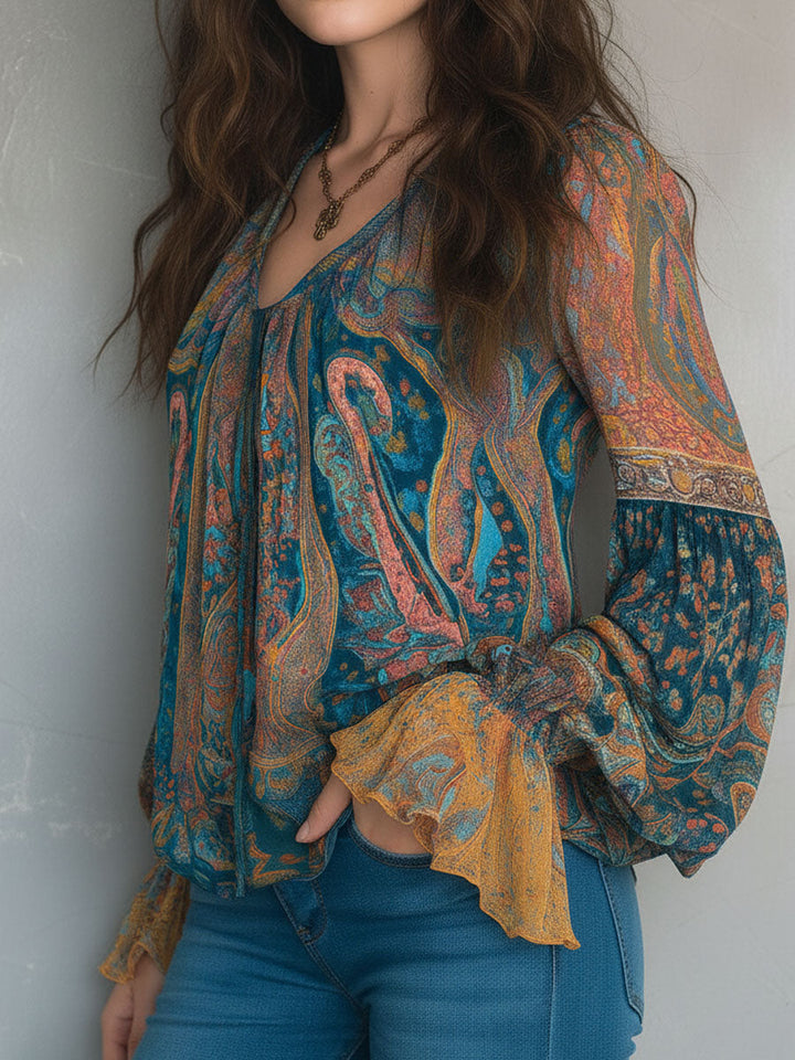 Solene | Flowing Paisley Blouse