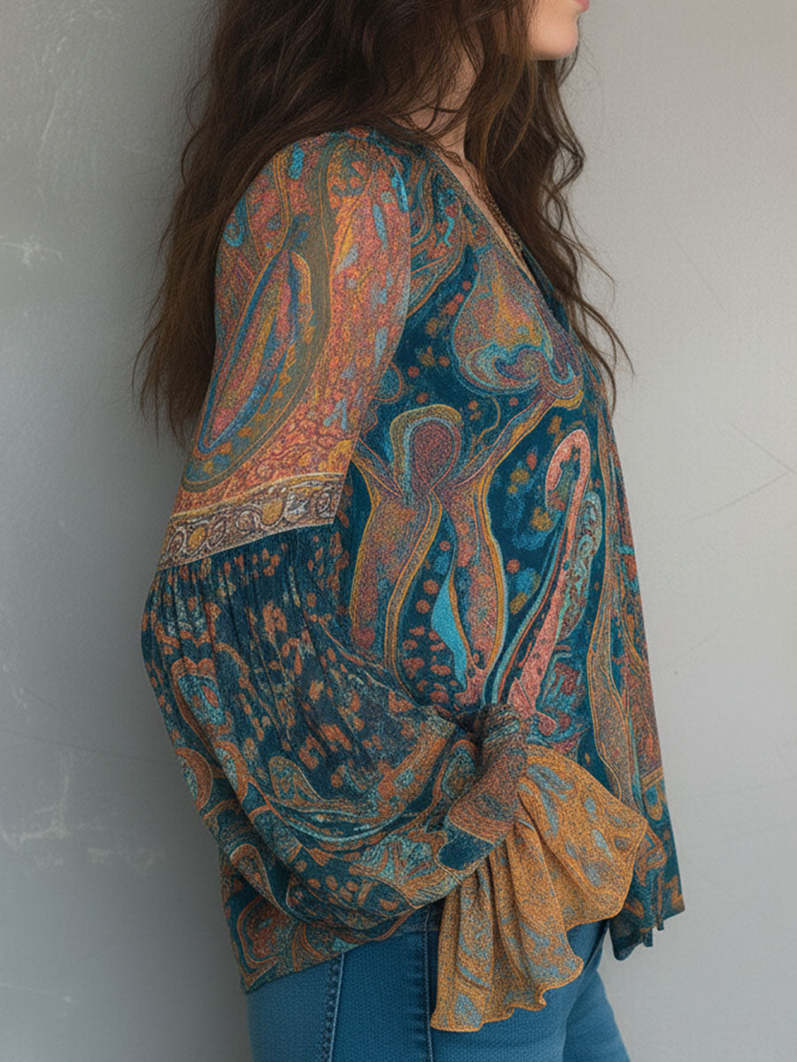 Solene | Flowing Paisley Blouse