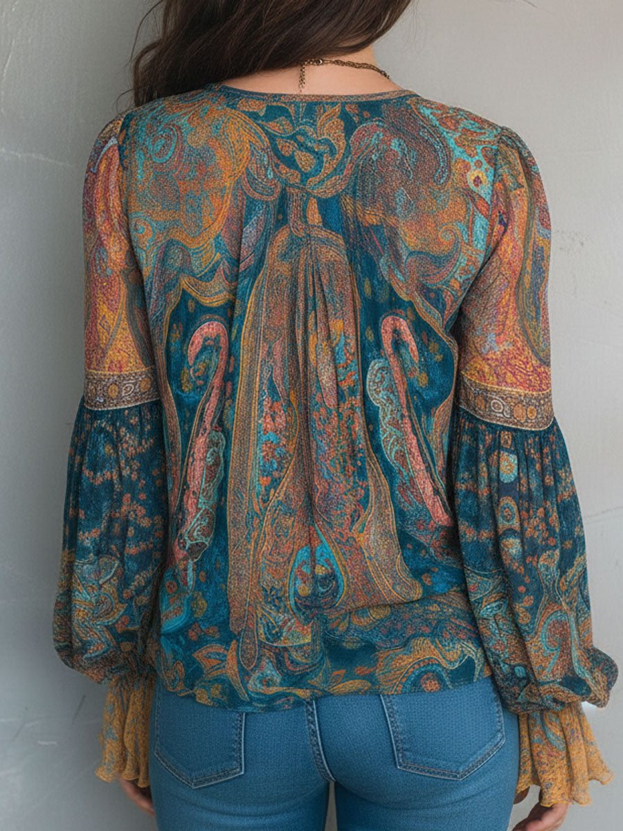 Solene | Flowing Paisley Blouse