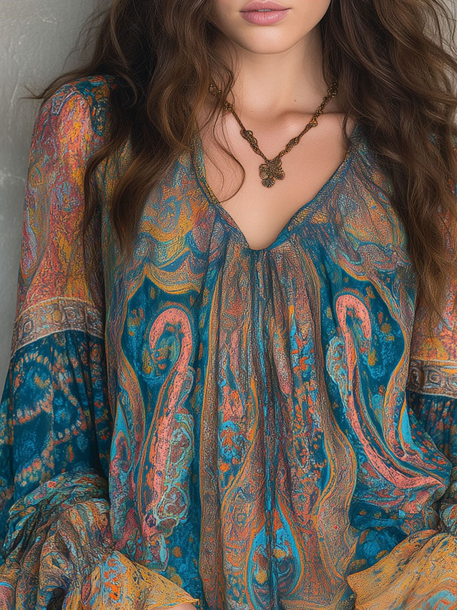 Solene | Flowing Paisley Blouse