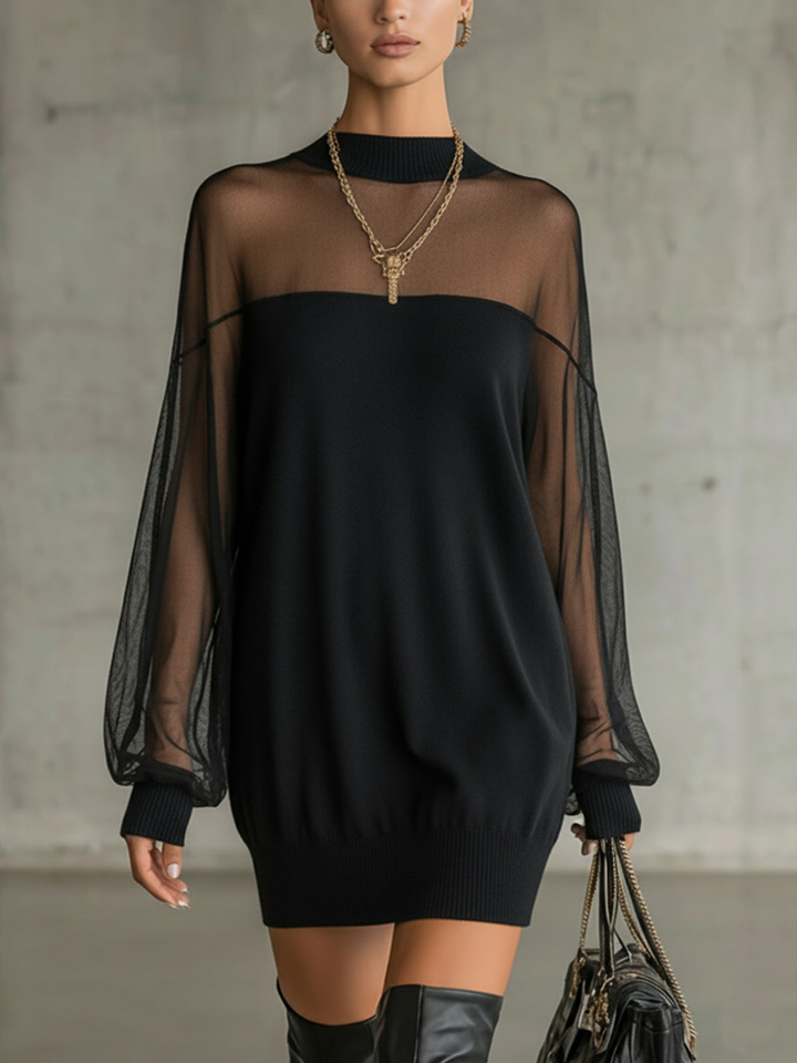 Valentine | Sheer-Sleeve Mini Dress