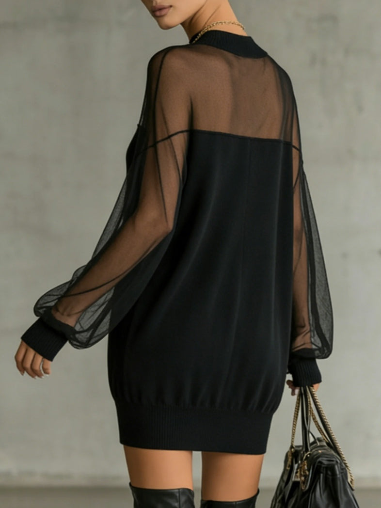 Valentine | Sheer-Sleeve Mini Dress