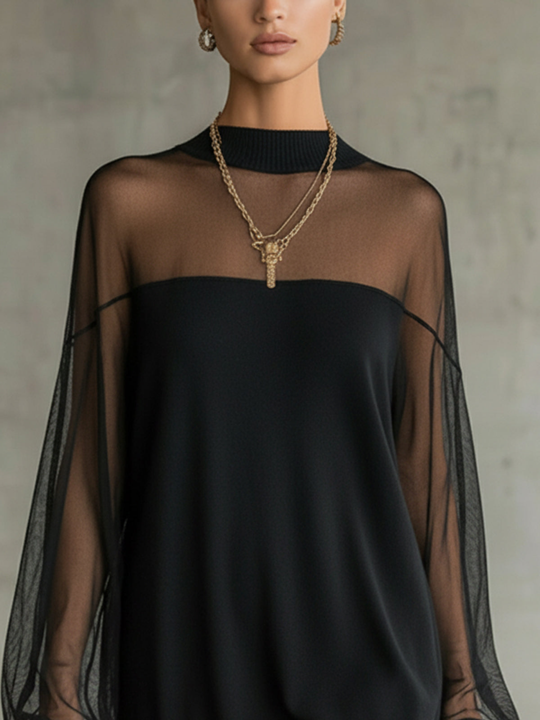 Valentine | Sheer-Sleeve Mini Dress