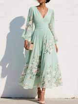 Lavinia | Floral Puff-Sleeve Midi Dress