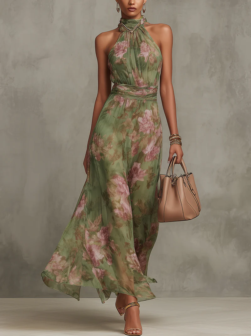 Nadine | Floral Halter Maxi Dress