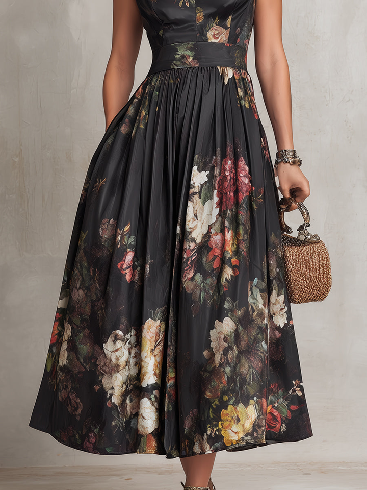 Odile | Floral Keyhole Midi Dress