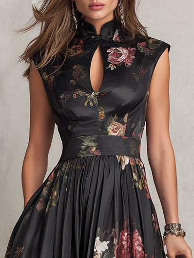 Odile | Floral Keyhole Midi Dress