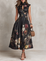 Odile | Floral Keyhole Midi Dress