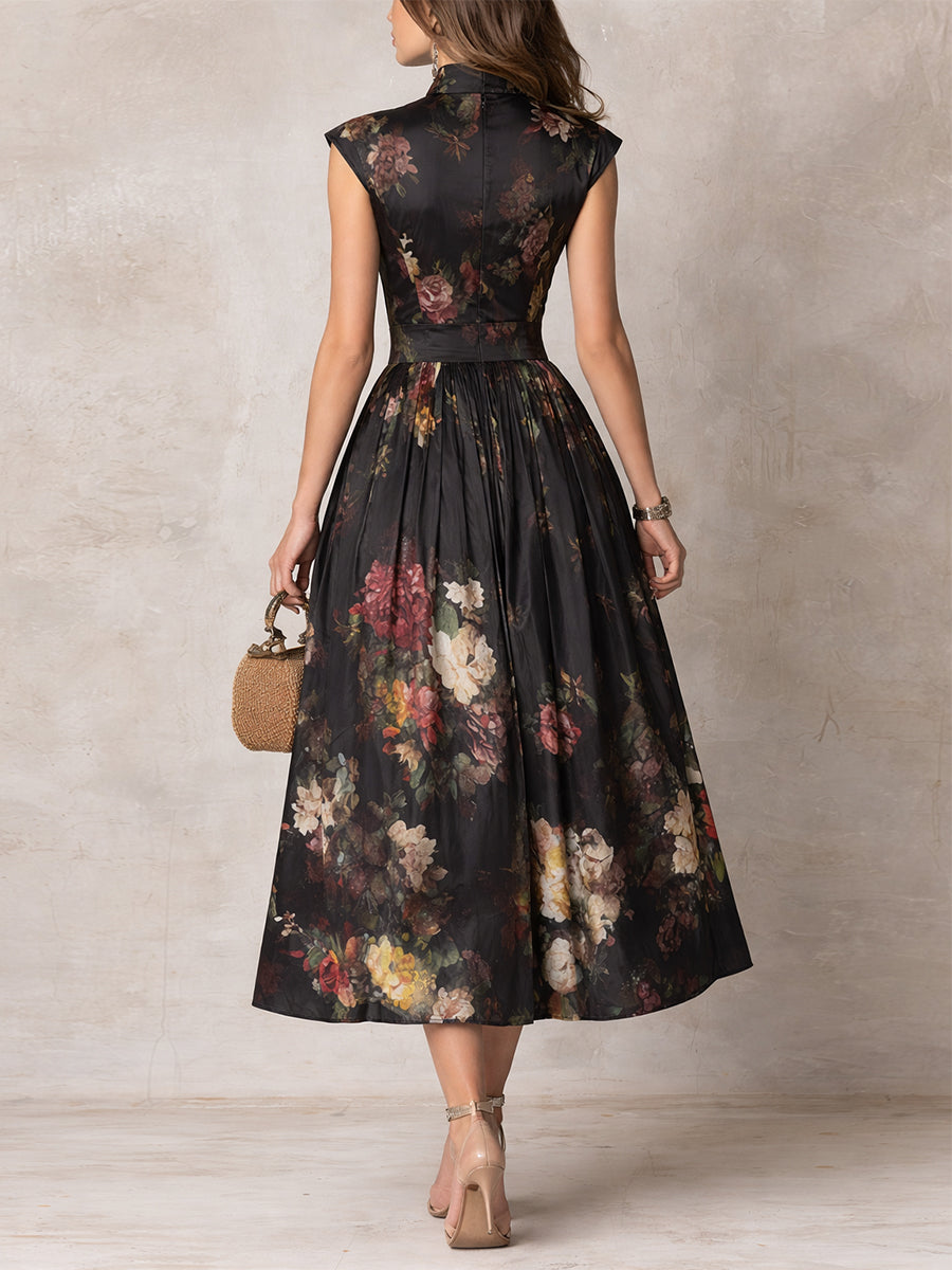 Rowena | Floral Pleated Midi Dress