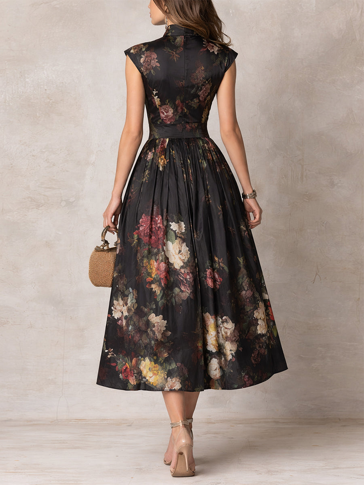 Rowena | Floral Pleated Midi Dress