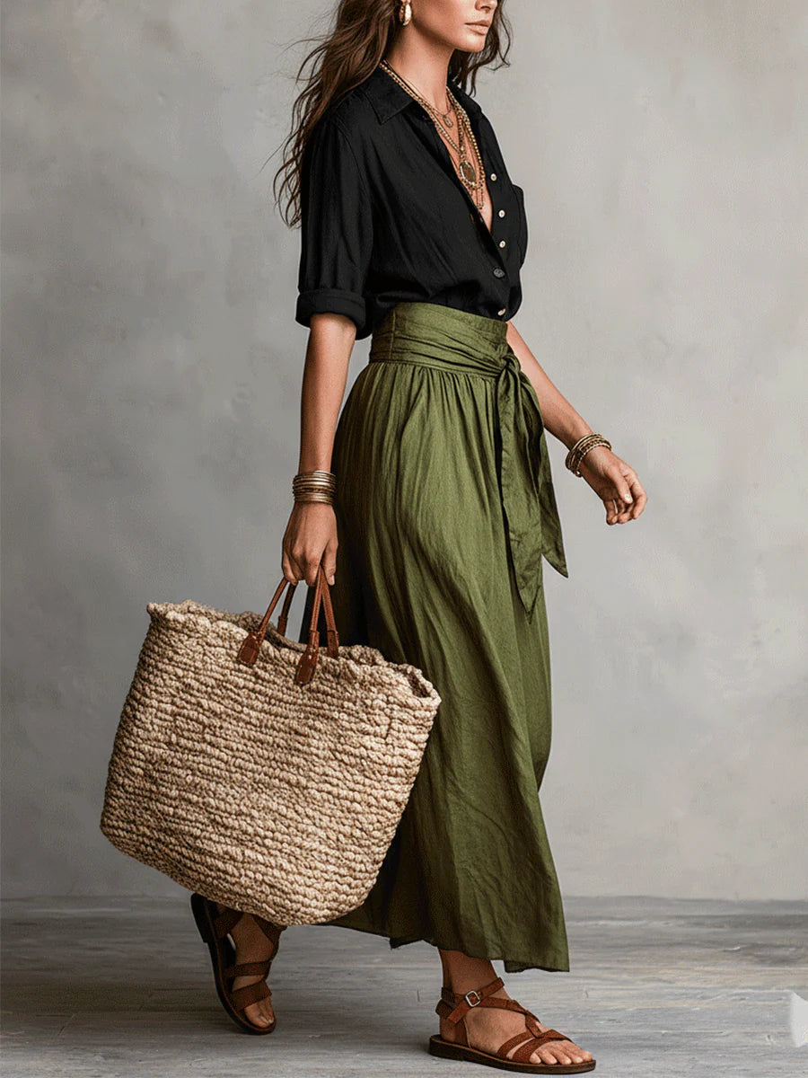 Odessa | Flowing Tie-Waist Maxi Skirt
