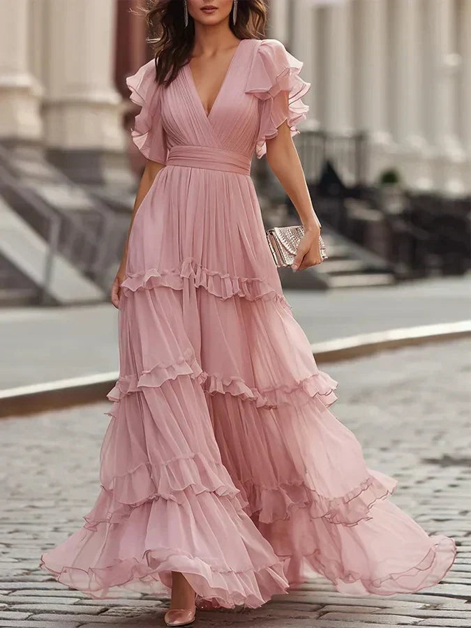Wren | Tiered Flutter-Sleeve Maxi Dress