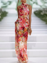 Valentina | Floral Halter-Neck Maxi Dress
