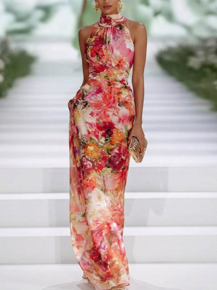 Valentina | Floral Halter-Neck Maxi Dress