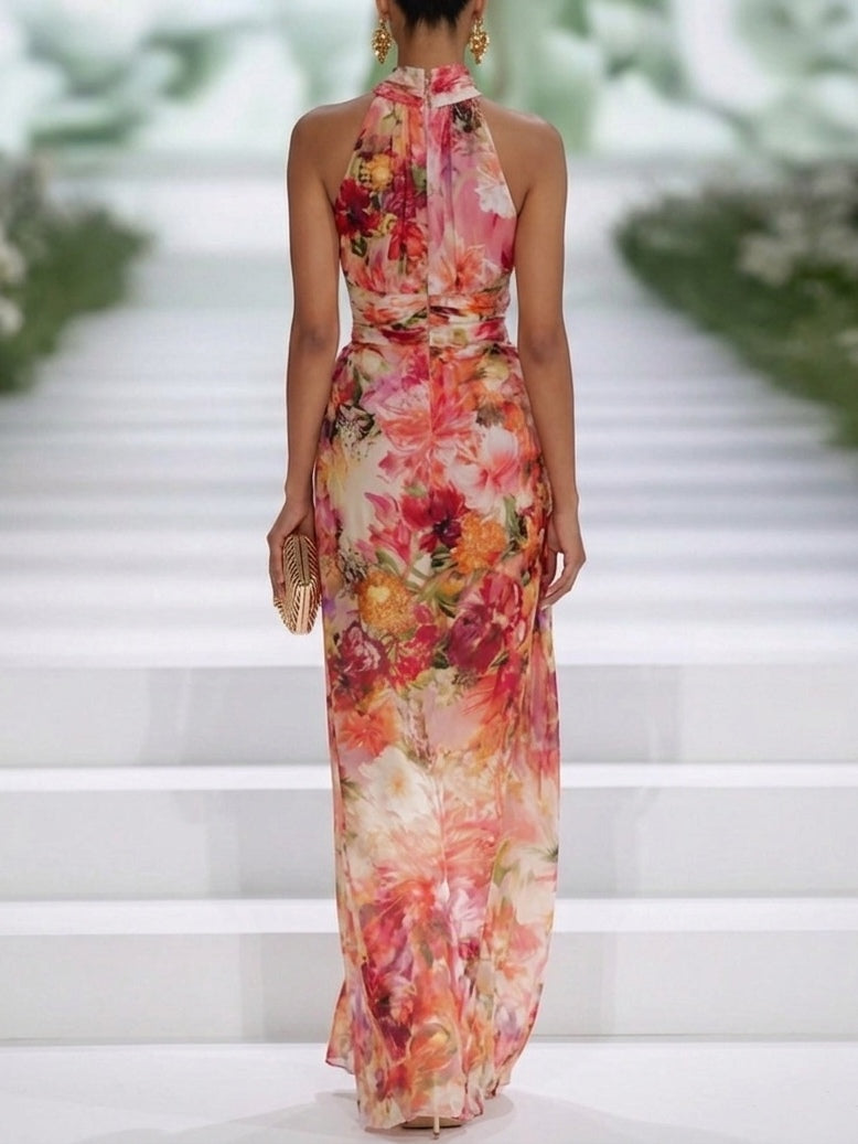 Valentina | Floral Halter-Neck Maxi Dress