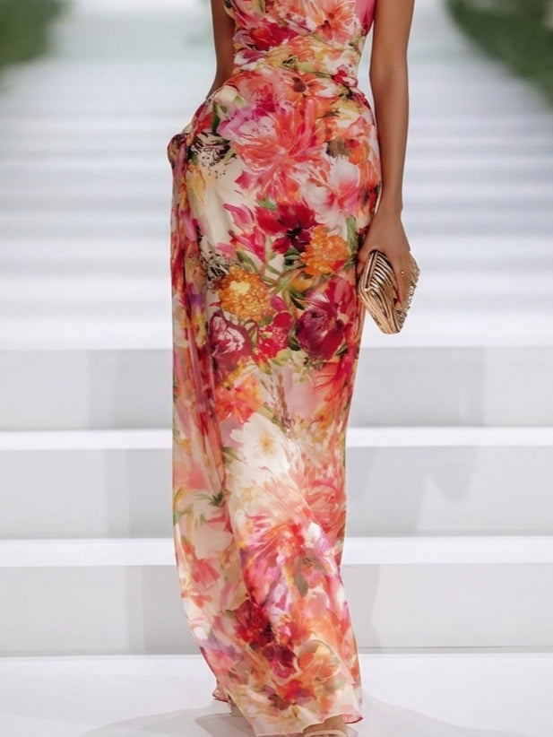 Valentina | Floral Halter-Neck Maxi Dress