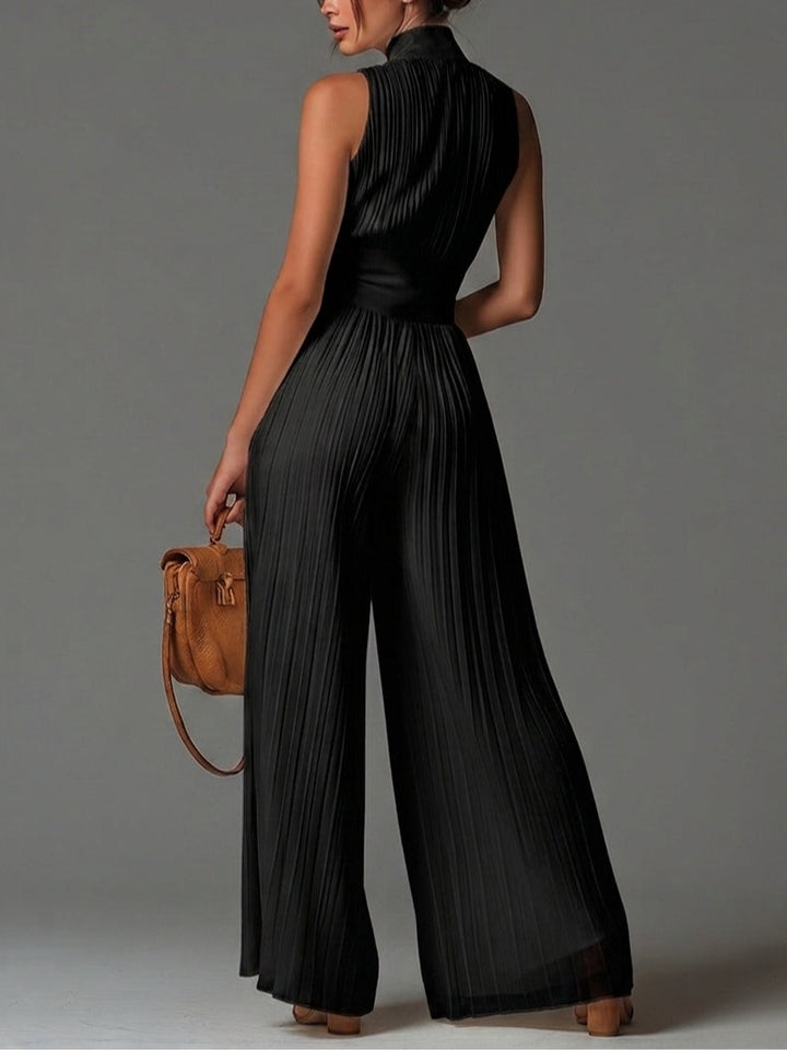 Delphina | Elegant Wide-Leg Pleated Jumpsuit