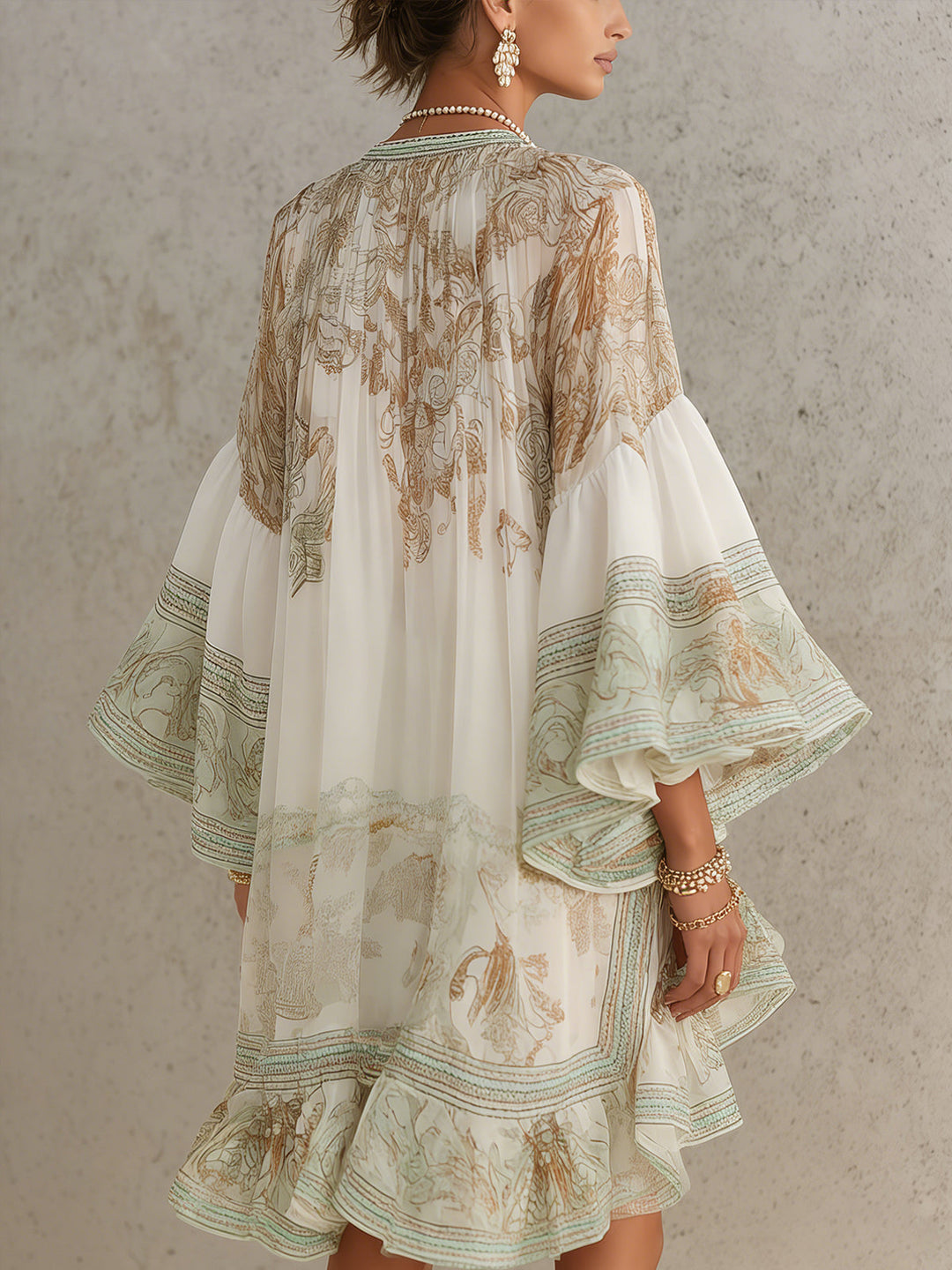 Lorraine | Flowing Ruffle-Sleeve Mini Dress