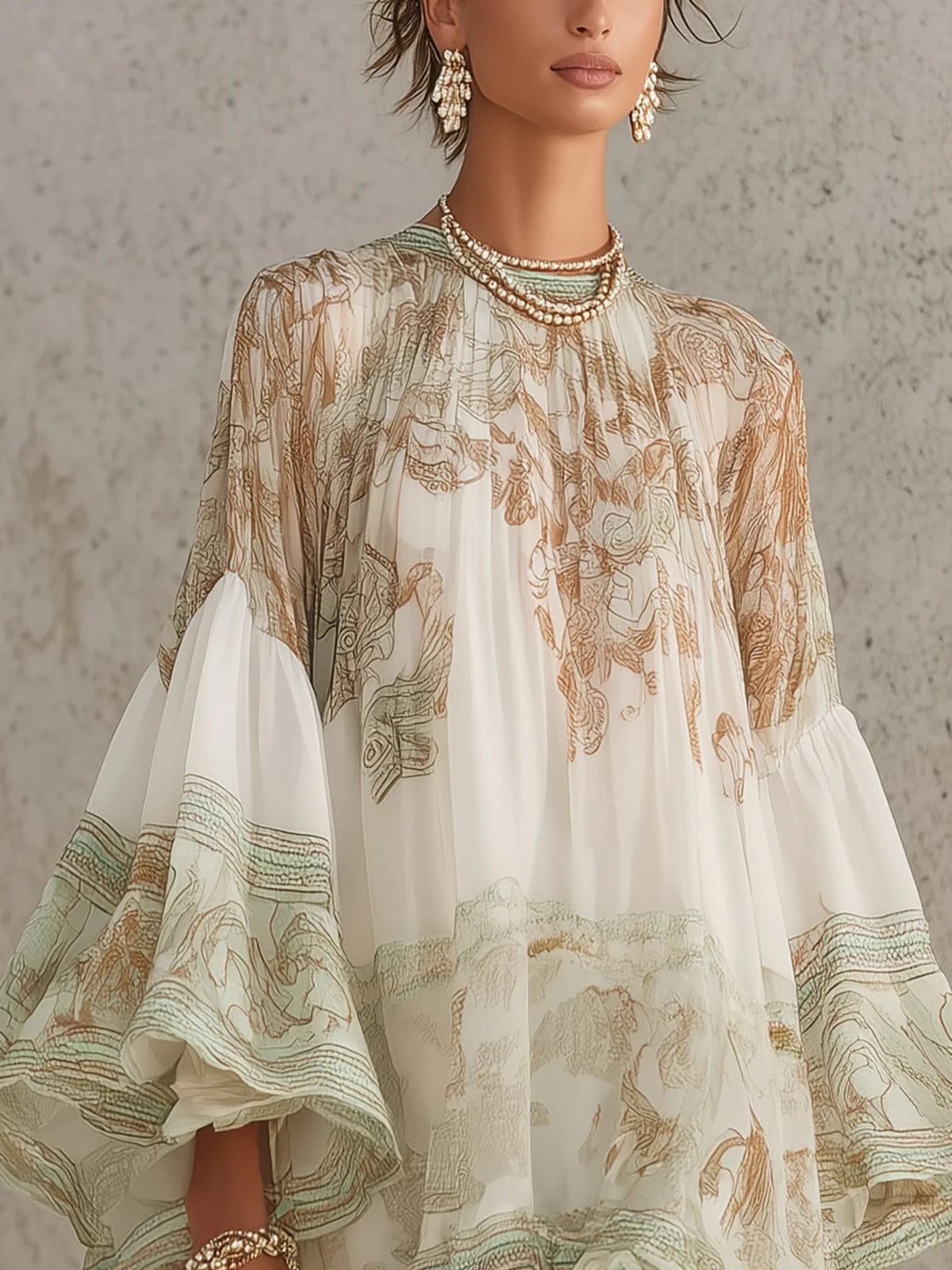 Lorraine | Flowing Ruffle-Sleeve Mini Dress