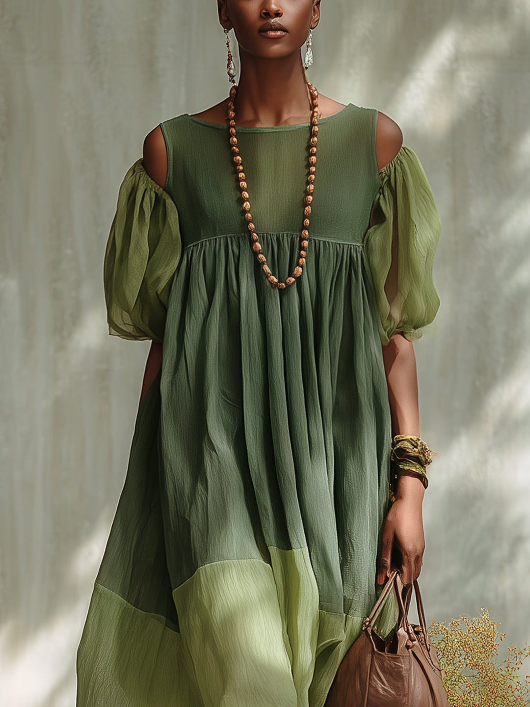 Annika | Flowing Cold-Shoulder Midi Dress