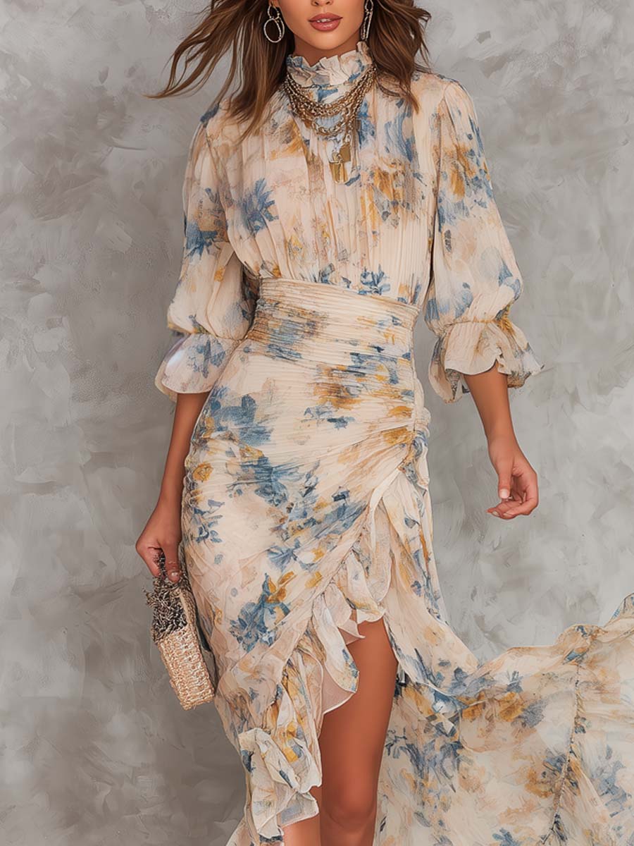 Lucette | Ruffled Floral Maxi Dress