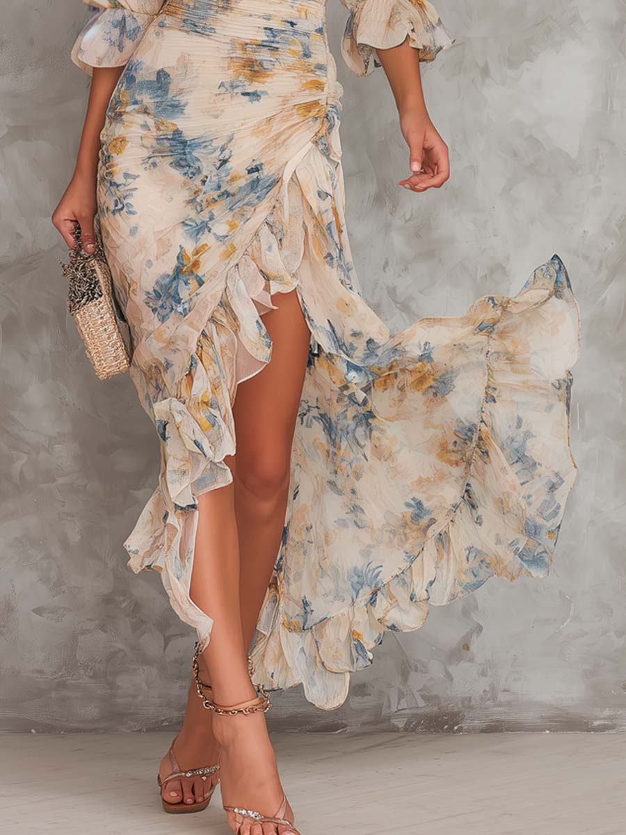 Lucette | Ruffled Floral Maxi Dress