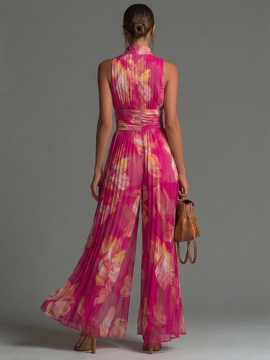 Rosabelle | Floral Pleated Wide-Leg Jumpsuit