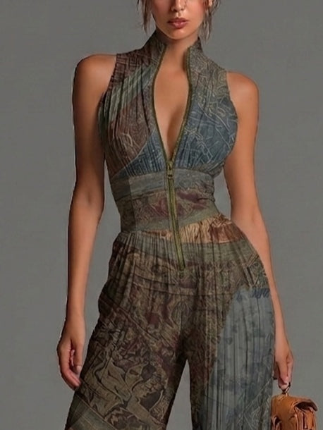 Isabella | Artful Print Wide-Leg Jumpsuit