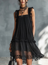 Lucinda | Ruffled Lace-Trim Mini Dress