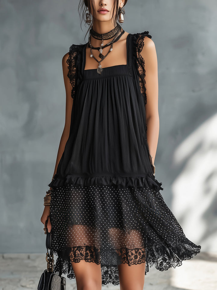 Lucinda | Ruffled Lace-Trim Mini Dress