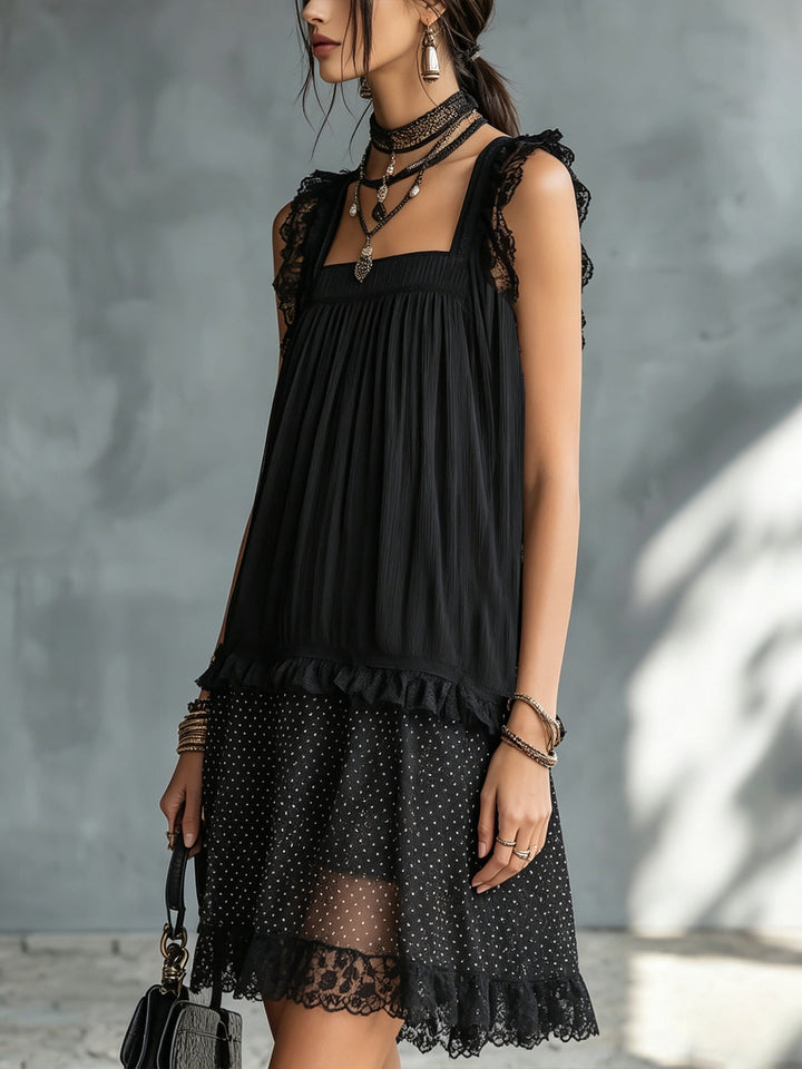 Lucinda | Ruffled Lace-Trim Mini Dress